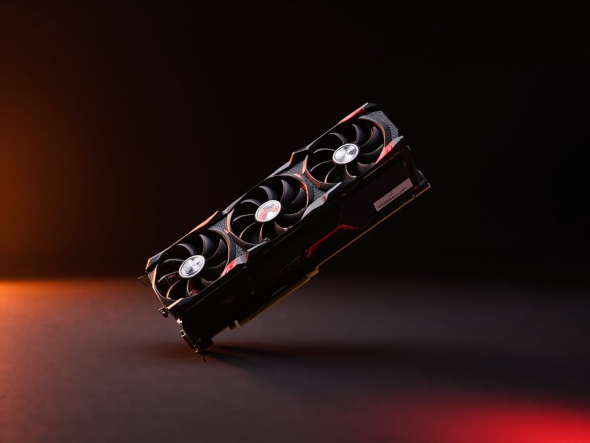 Radeon graphics card with red and amber light — AMD ROCm path