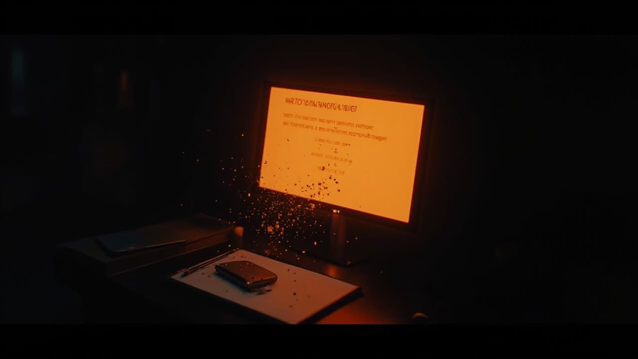 Morning brief on a screen, amber glow in a dark room