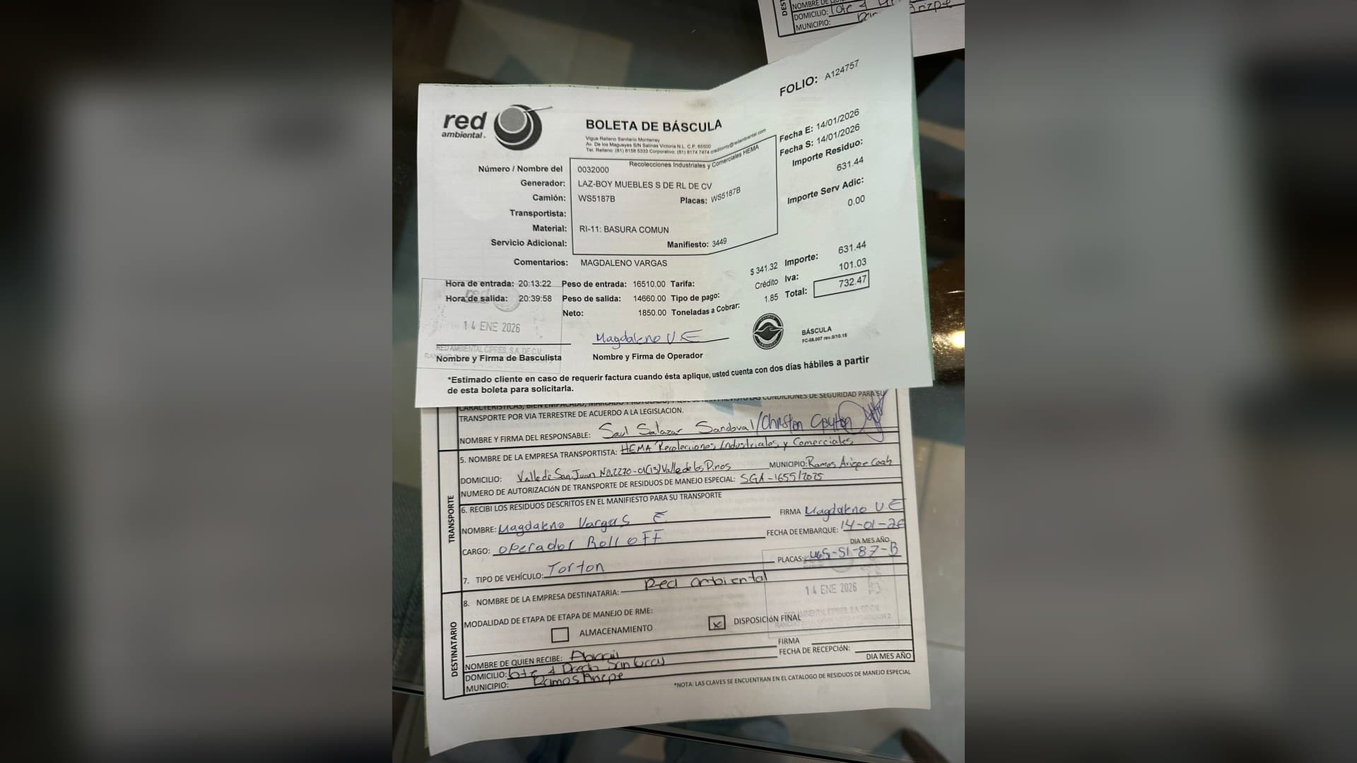 OCR document analyzer cover — waste scale ticket being processed