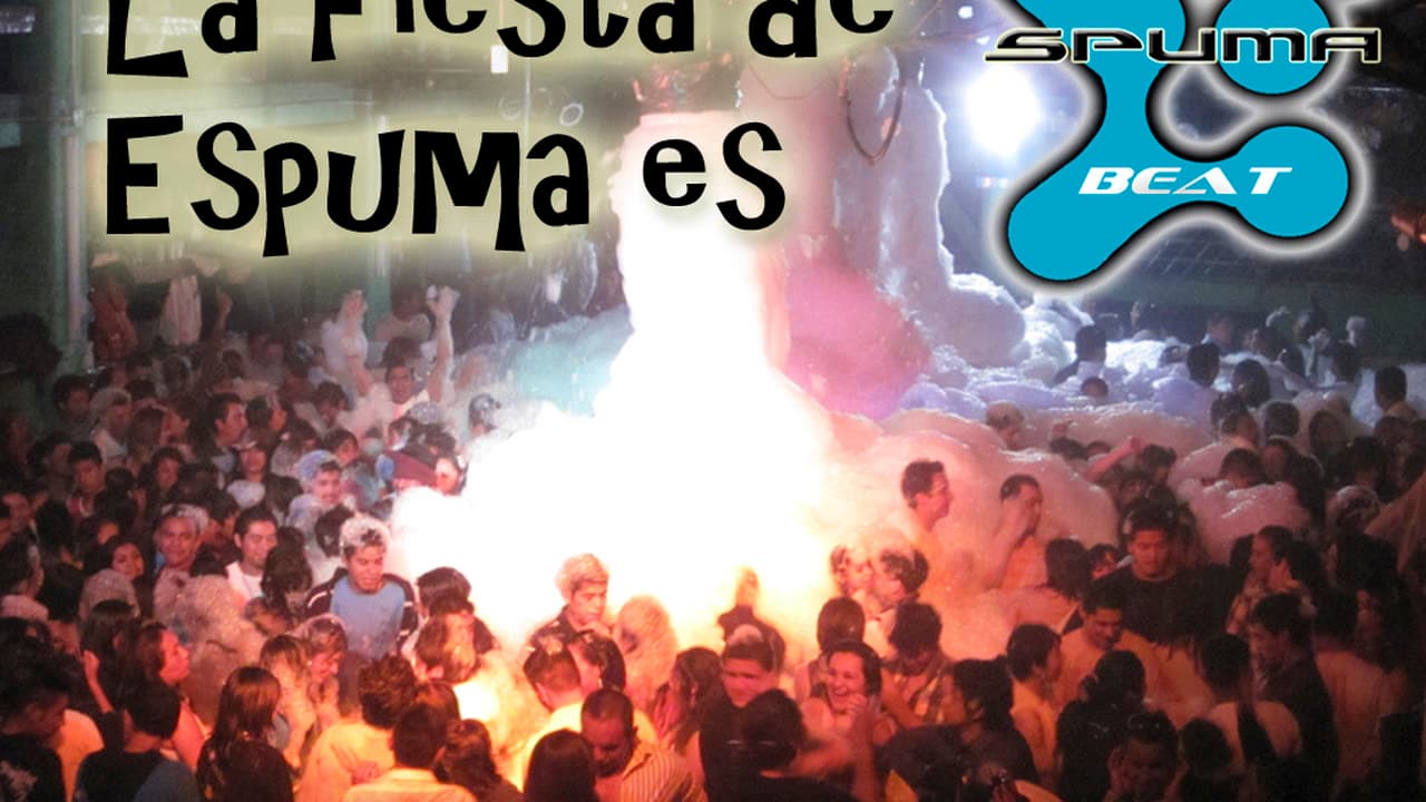 SPUMABEAT cover — foam cannon blasting a crowd at an event
